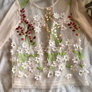Zara | Limited Edition Mesh Top with Floral Appliqué • S
